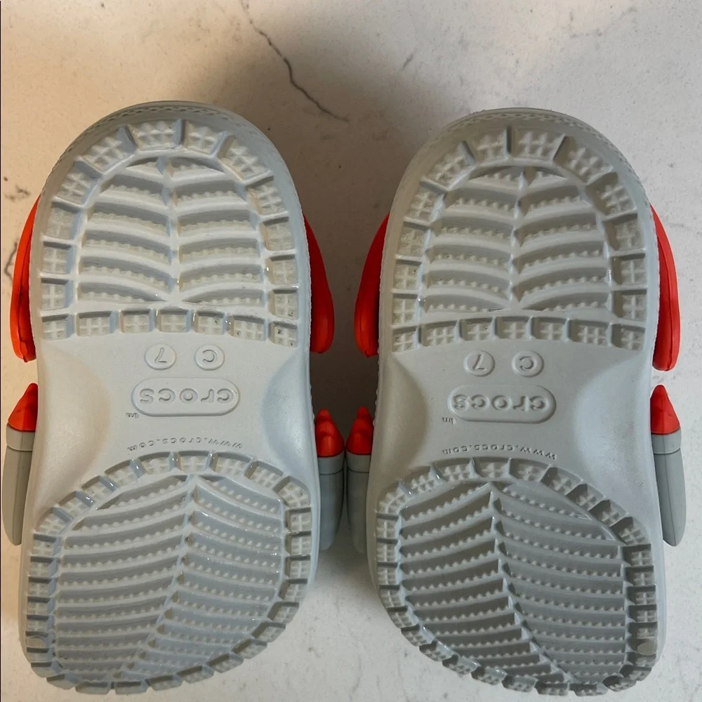 Crocs Classic Rocket Ship Clog  210359 - Toddler - Gray / Mirage Orange Size 7